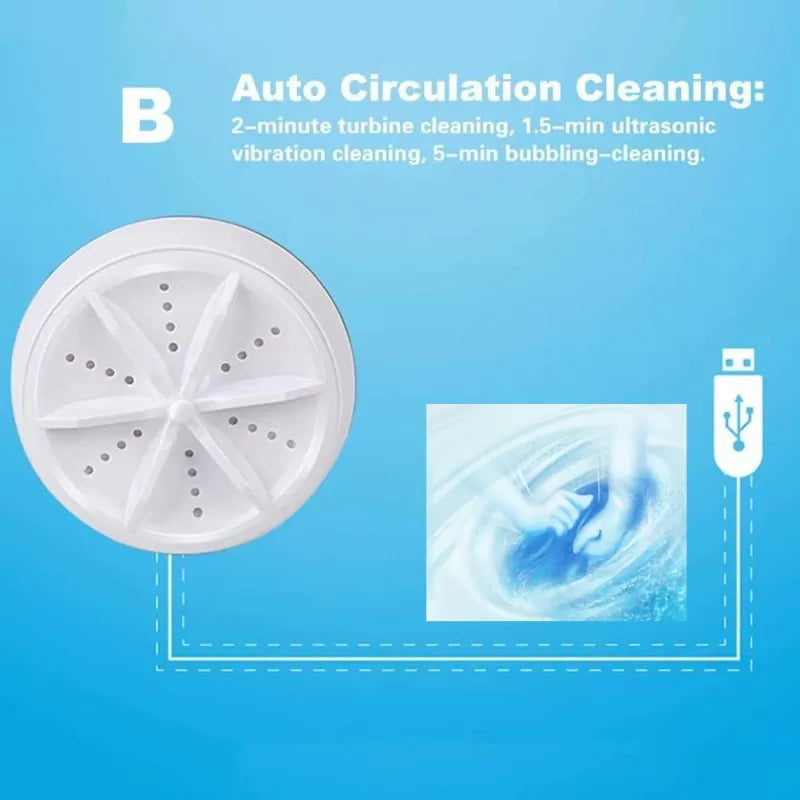 Mini Washing Machine Ultrasonic Turbine Washing Machine Portable Turbo Washer For Travel Business Trip Or College Rooms